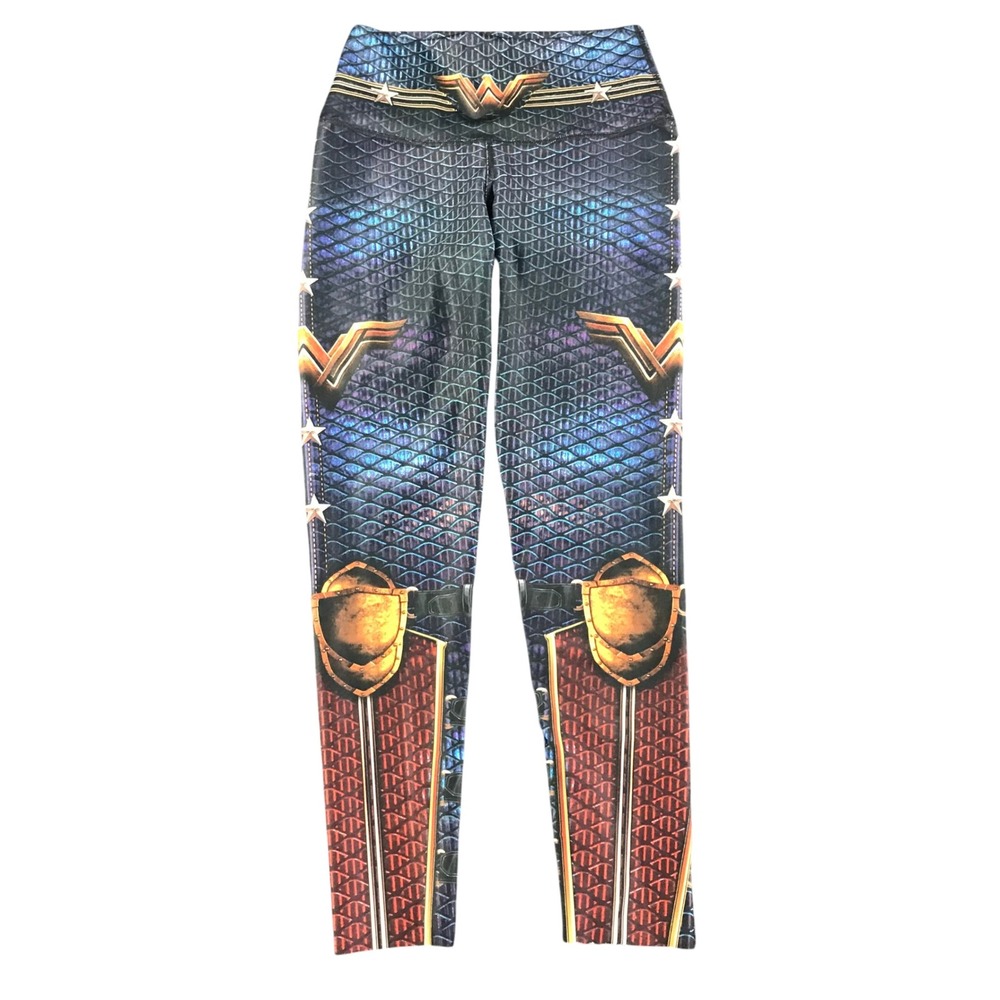 Drakon Wonder Woman CoolFit Leggings One Size M/L Blue Red Armor Print Superhero